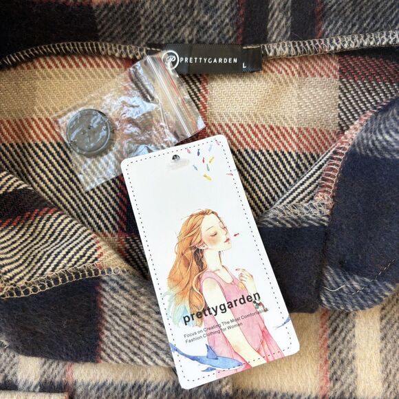 Pretty Garden Womens Plaid Shacket Size L Duster Soft Brushed Cabin Cozy NWT - Picture 6 of 12